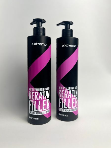 Відновлюючий шампунь з гіалуроновою кислотою EXTREMO BOTOX KERATIN FILLER Shampoo, 500 мл фото